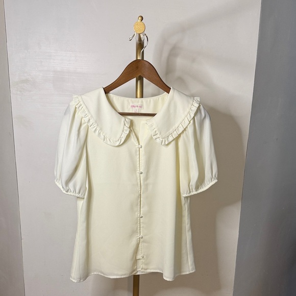 Riley & Rae Cream Ruffle Collar Blouse - Picture 1 of 1